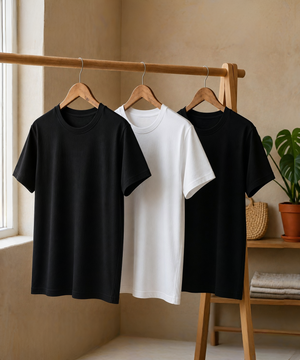3'lü Paket Erkek Oversize Basic Tişört (2 Siyah 1 Beyaz)
