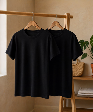 2'li Paket Erkek Oversize Basic Siyah Tişört