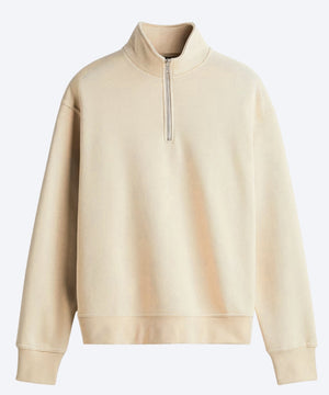 Bej Q-zip Yarım Fermuarlı Sweatshirt