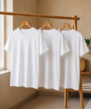 3'lü Paket Erkek Oversize Basic Beyaz Tişört