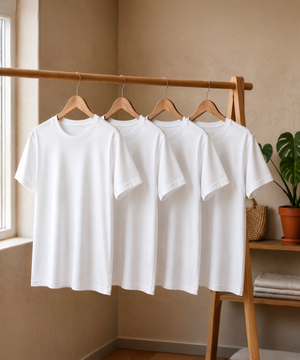 4'lü Paket Erkek Oversize Basic Beyaz Tişört