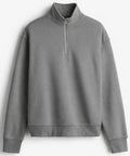 Gri Q-zip Yarım Fermuarlı Sweatshirt