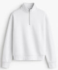 Beyaz Q-zip Yarım Fermuarlı Sweatshirt