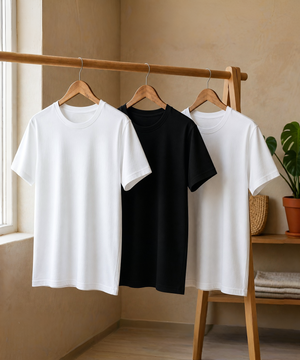 3'lü Paket Erkek Oversize Basic Tişört (2 Beyaz 1 Siyah)