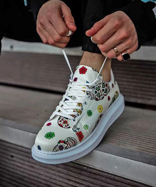 Terrazzo Erkek Sneaker Beyaz Baskılı