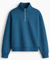 Petrol Mavisi Q-zip Yarım Fermuarlı Sweatshirt