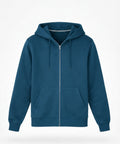 Petrol Mavisi Tam Fermuarlı Sweatshirt