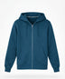 Petrol Mavisi Tam Fermuarlı Sweatshirt