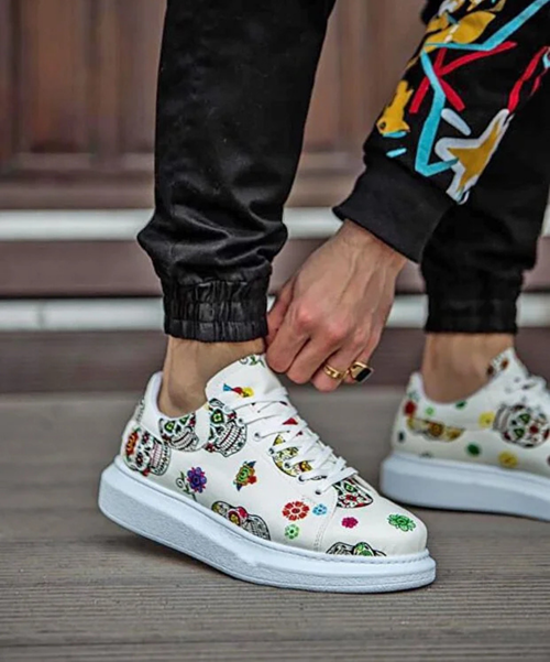 Terrazzo Erkek Sneaker Beyaz Baskılı - 2. görünüm