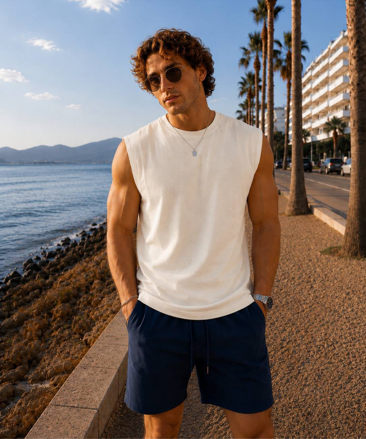 Erkek Oversize Basic Beyaz Atlet