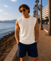 Erkek Oversize Basic Beyaz Atlet