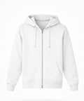 Beyaz Tam Fermuarlı Sweatshirt