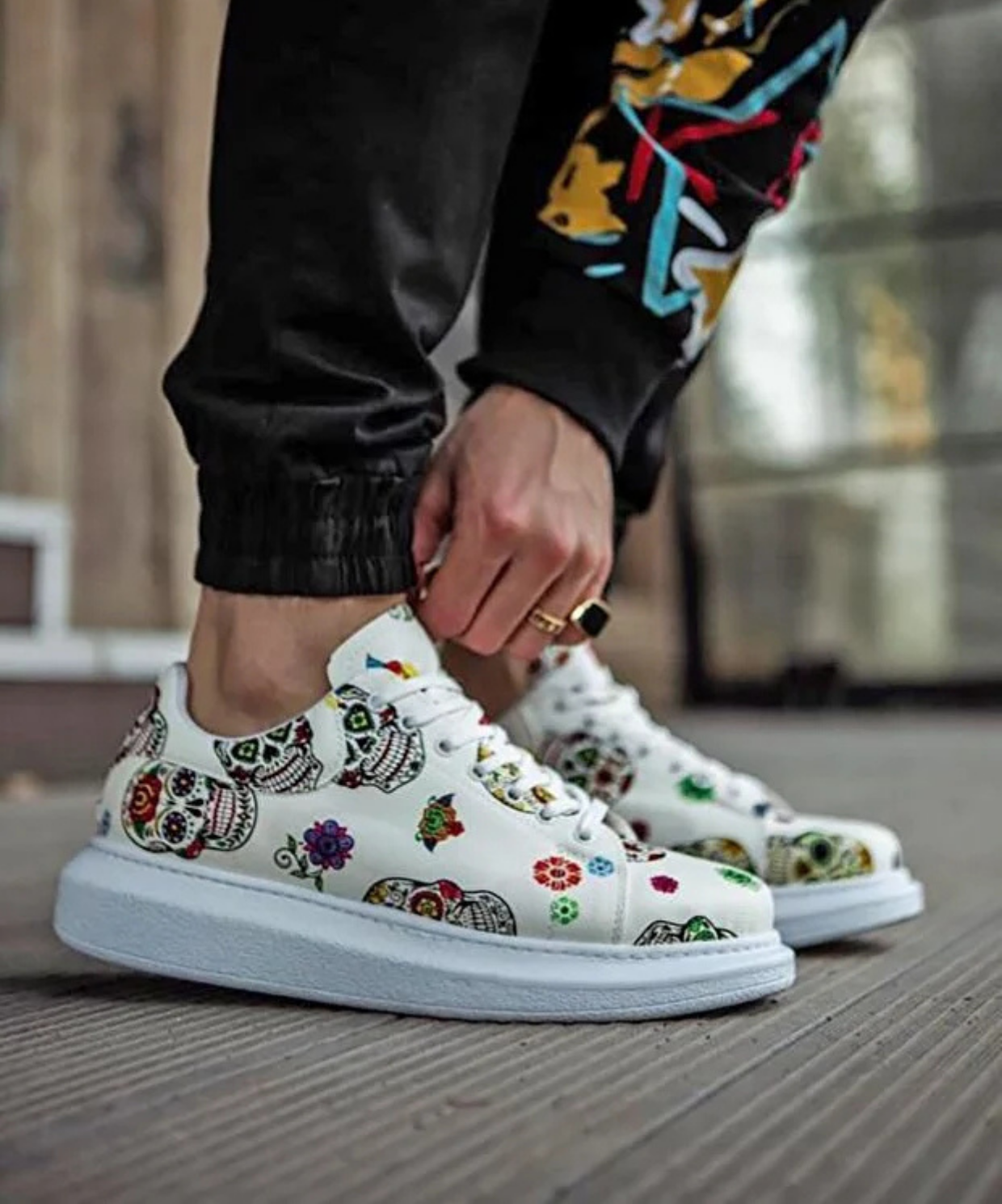 Terrazzo Erkek Sneaker Beyaz Baskılı