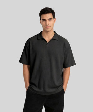 Erkek Siyah Ottoman Polo Yaka Tişört