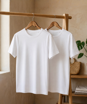 2'li Paket Erkek Oversize Basic Beyaz Tişört
