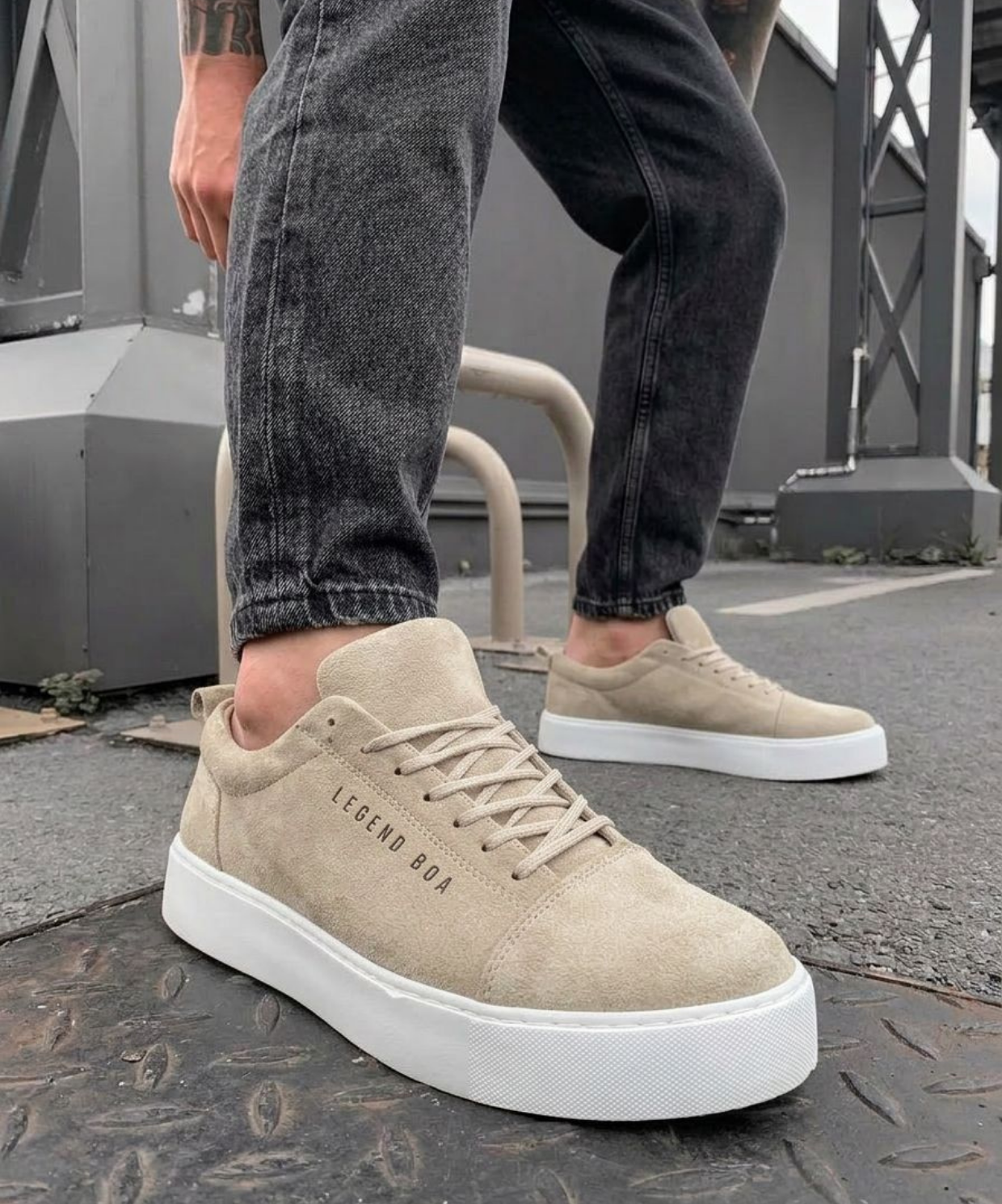 Mono Bej Süet Erkek Sneaker
