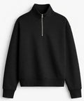 Siyah Q-zip Yarım Fermuarlı Sweatshirt