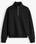 Siyah Q-zip Yarım Fermuarlı Sweatshirt