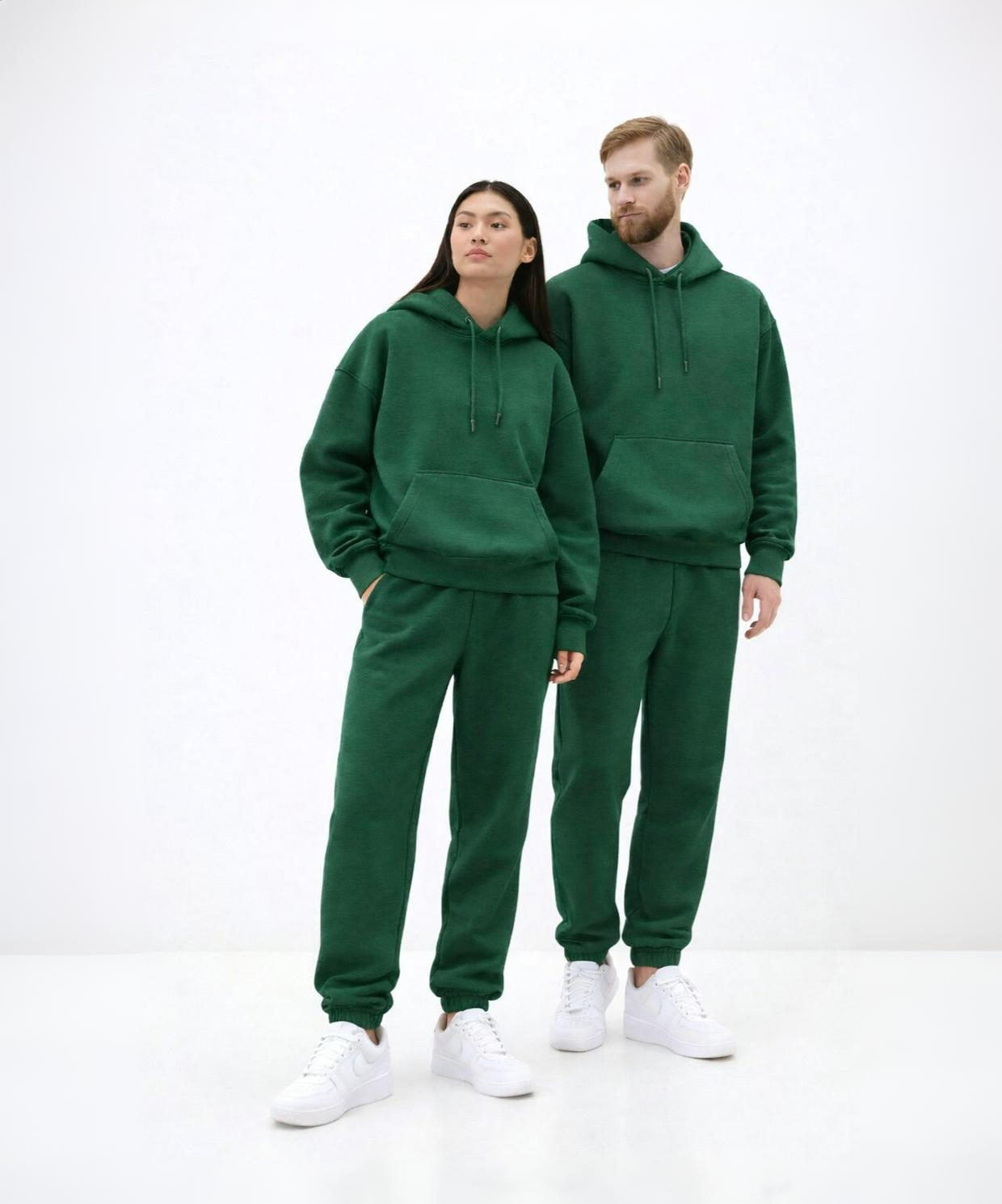 Yeşil Kapüşonlu Hoodie ve Jogger Eşofman Takımı