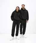 Siyah Kapüşonlu Hoodie ve Jogger Eşofman Takımı