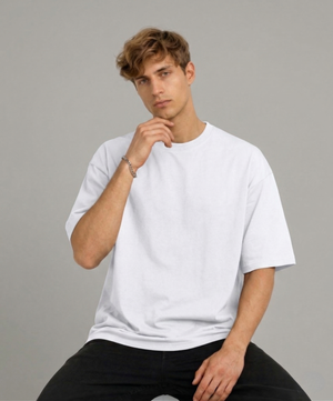 Erkek Oversize Basic Beyaz Tişört