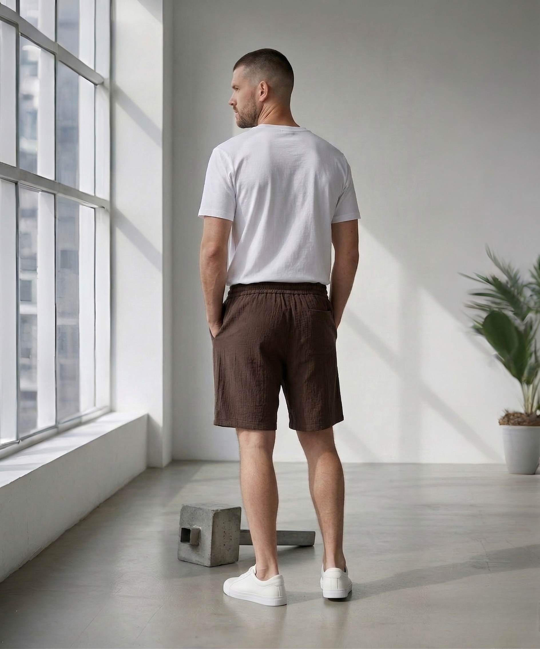 Erkek Kahverengi Bürümcük Şort