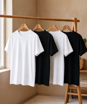 4'lü Paket Erkek Oversize Basic Tişört (2 Siyah 2 Beyaz)