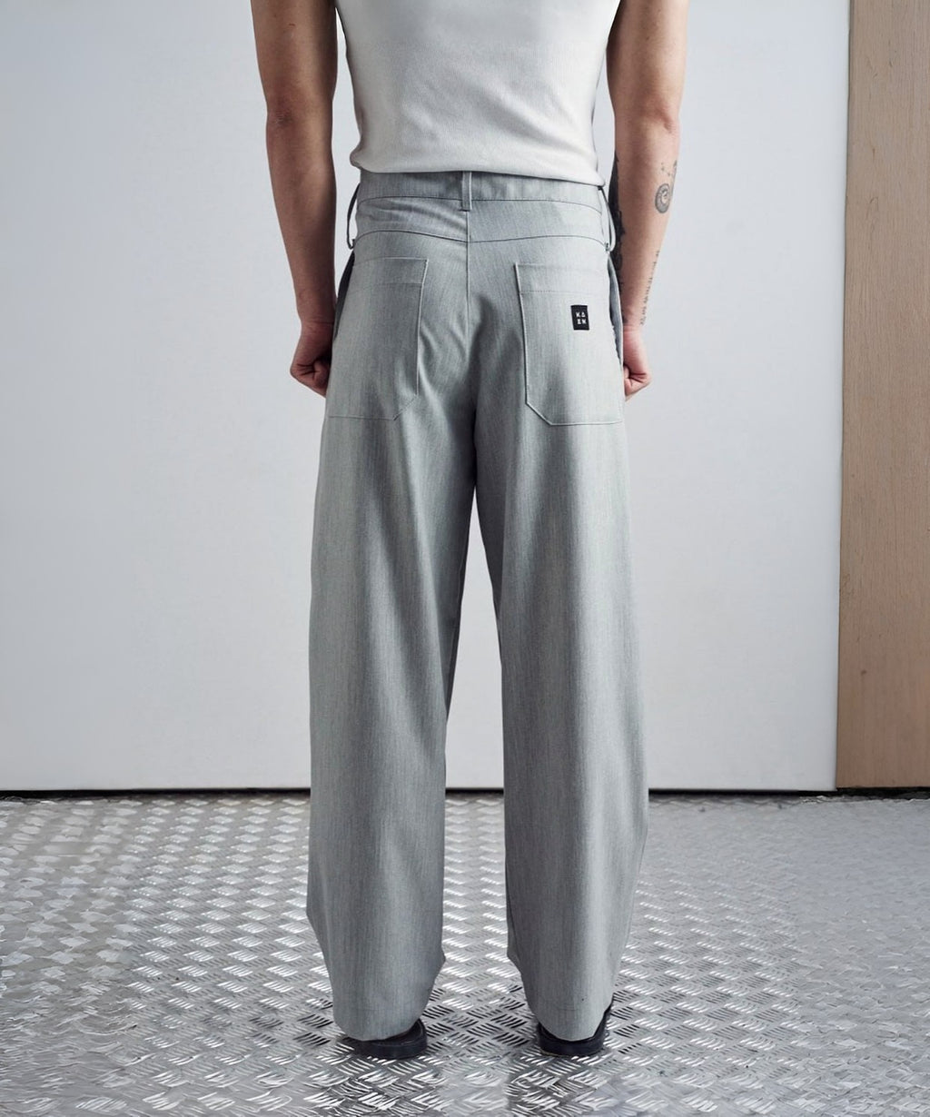 Japon Kesim Gri Baggy Erkek Pantolon
