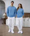 Bebek Mavisi Sweatshirt Beyaz Eşofman Altı Takım