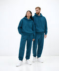 Petrol Mavisi Kapüşonlu Hoodie ve Jogger Eşofman Takımı