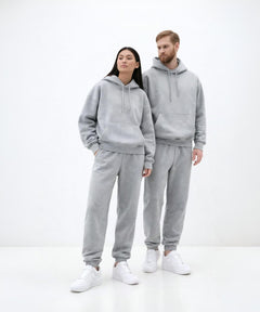 Gri Kapüşonlu Hoodie ve Jogger Eşofman Takımı