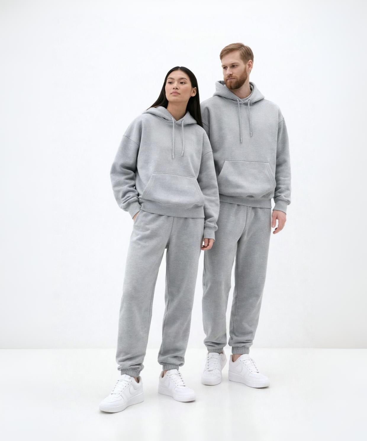 Gri Kapüşonlu Hoodie ve Jogger Eşofman Takımı