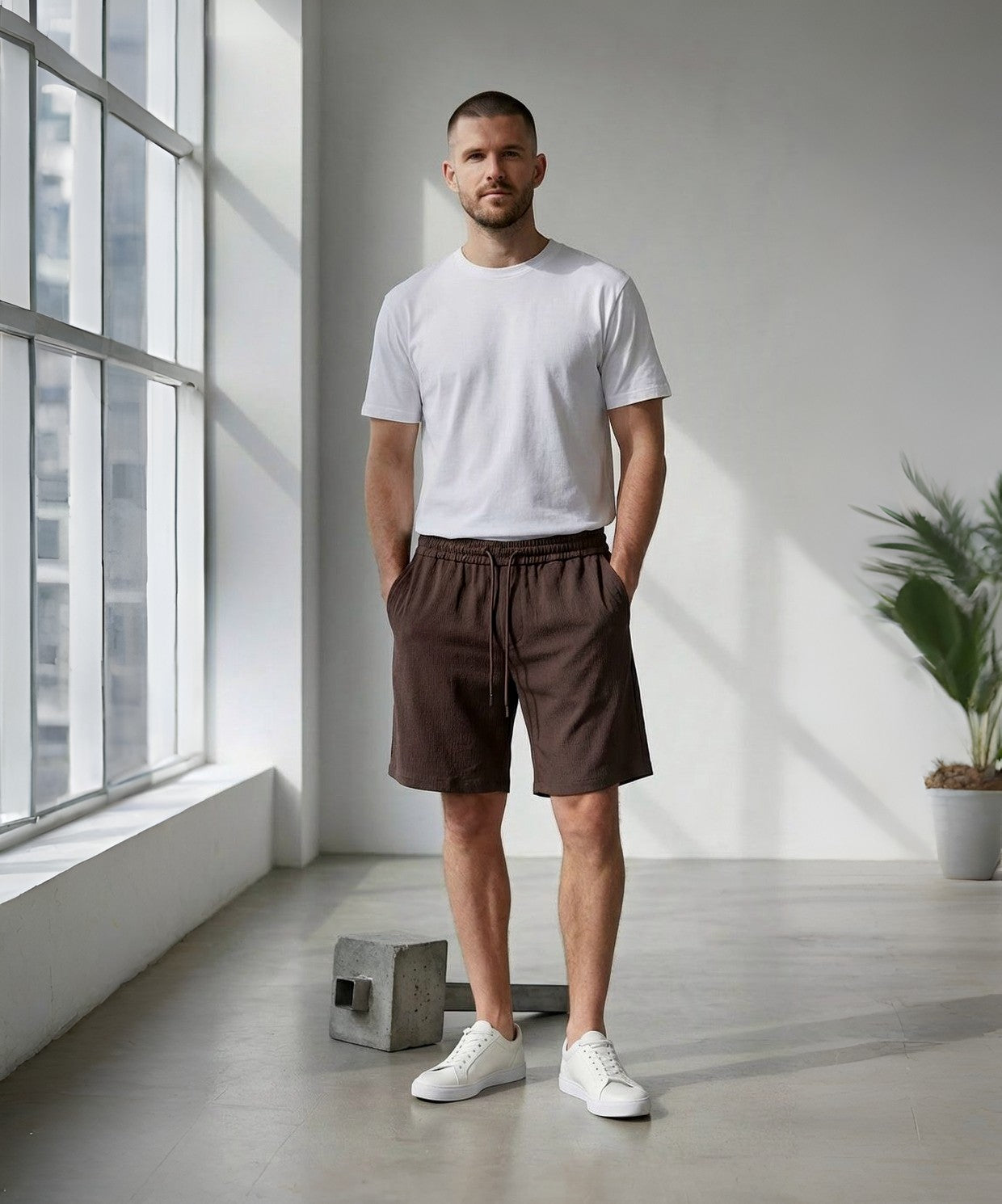 Erkek Kahverengi Bürümcük Şort