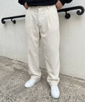 Erkek Krem Kadife Baggy Pantolon