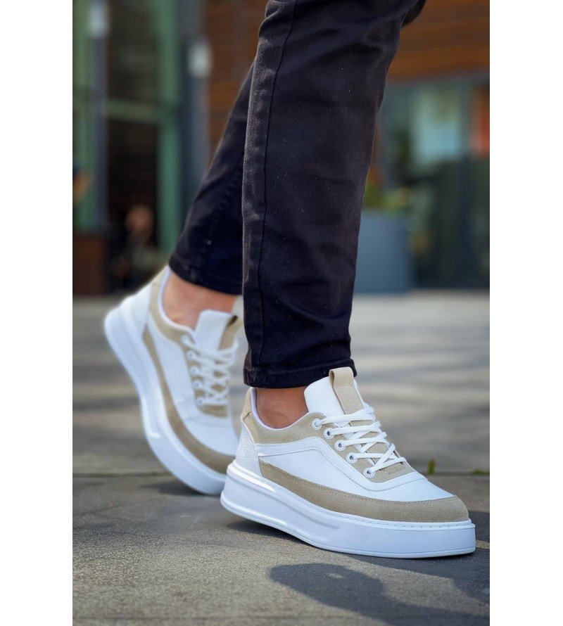 Prime Erkek Beyaz Sneaker Bej Süet Detay