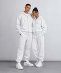 Beyaz Tam Fermuarlı Sweatshirt Beyaz Eşofman Altı Takım